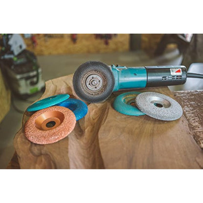 Kutzall Extreme Shaping Dish - Medium, 4-1⁄2" (114.3mm) Dia. X 7⁄8" (22.2mm) Bore - Woodworking Angle Grinder Attachment for DeWalt, Bosch, Milwaukee, Makita. Abrasive Tungsten Carbide, DW412X70