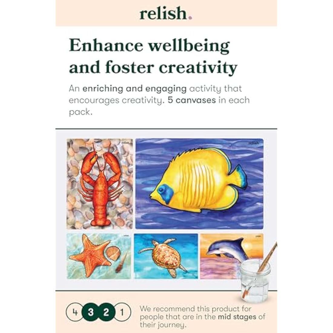Relish Ocean Life Aquapaints - Pack of 5 Reusable Water Painting Alzheimer’s & Dementia Activities/Products for Elderly