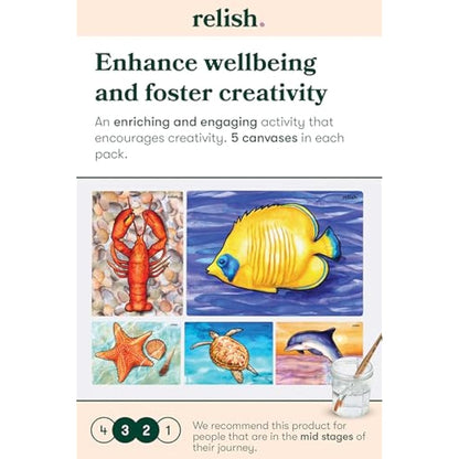 Relish Ocean Life Aquapaints - Pack of 5 Reusable Water Painting Alzheimer’s & Dementia Activities/Products for Elderly