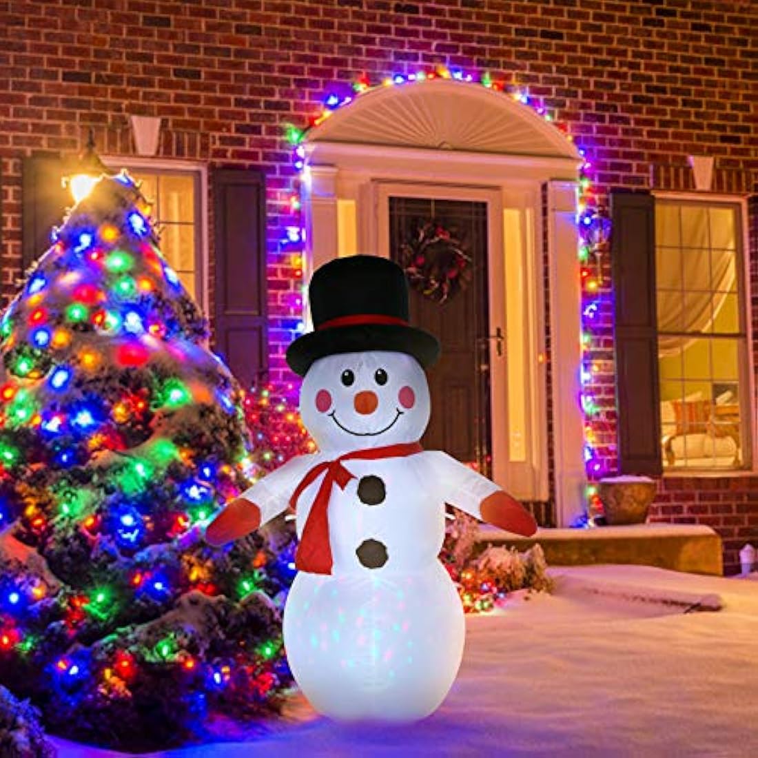 Uten Inflatable Snowman Christmas Decoration Outdoor Indoor with Rotating LED Light Up Home Garden Lawn Yard Party 4Ft