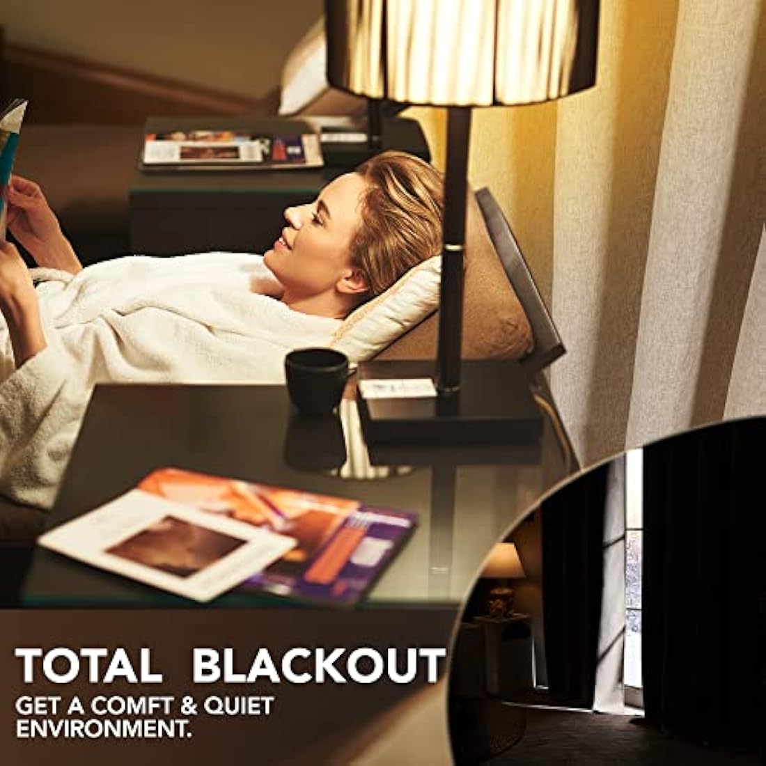 Deconovo 100% Blackout Curtains Thermal Insulated Faux Linen Eyelet Door Curtains for Childrens Bedroom Pale Khaki W52 x L84 Inch One Pair