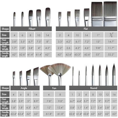 ARTIFY 25 Pieces Professional Paint Brush Set, paint brushes with Multi-Shape-Flat, Filbert, Round, Fan, Nylon Brushes with Premium Canvas Bag for Acrylic/Oil/Watercolor/Gouache/Face Painting (Birch)