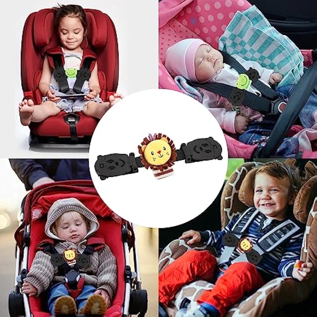 QOPAHI Anti Escape Car Seat Strap Baby Harness Chest Clip, Baby Safety Strap Prevent Kids Taking Their Arms Out of Child Car Seat/High Chairs/Strollers, Car Seat Safety Clip with 2 Dolls(2 Pack)