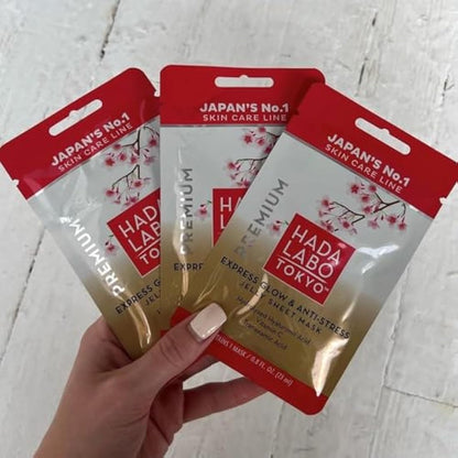 Hada Labo Tokyo - Premium Facial Sheet Masks with Super Hyaluronic Acid, For All Skin Types, (Pack of 10)