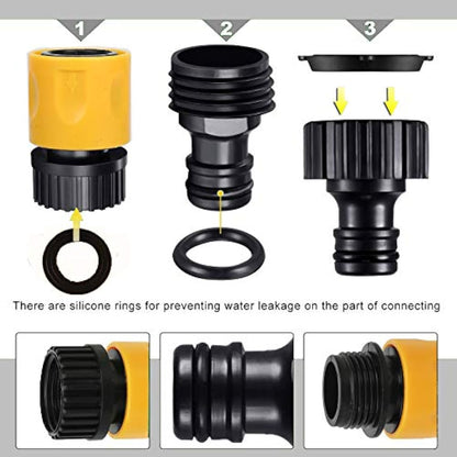 BABADU Garden Hose Pipe Connector Kit 20 Pack: Hoses Nozzle, Hose Repair Connector, Quick Connect, Y Splitter, Male Threaded Adapter, Male&Female Connectors, 2 Way Tap Fittings,Multi Faucet Connectors