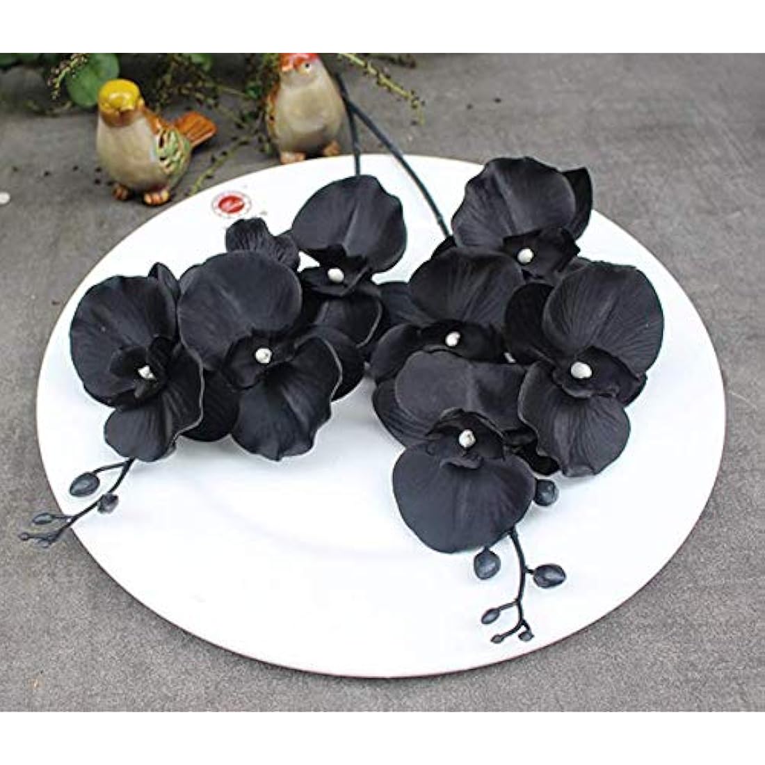 Artificial Orchid Stems Set of 3,18” Black Dancing Orchid,UV Resistant No Fade Simulation Phalaenopsis,Silk Plants Real Touch Orchid for Christmas Flower Arrangements Wreaths,Wedding Photography