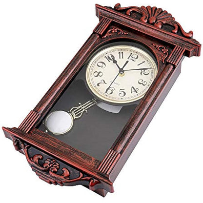 jomparis Pendulum Wall Clock Retro Quartz Decorative Wall Clock for Living Room, Office, Home Decor(16 Inch, Bronze)