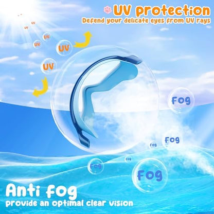 COOLOO Kids Swimming Goggles, 2 Pack Kids Goggles Childrens Swimming Goggles for Age 4-14 Wide Vision Anti-Fog UV Protection Waterproof 180° HD Vision for Junior Boys Girls
