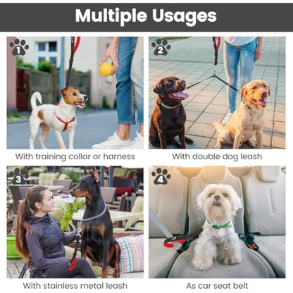 PETTOM Short Dog Lead with Soft Pad, Traffic Dog Lead Close Control, Short Leads for Dogs en Nylon Pet Walking Handle Leads- Black L-18.1Inch