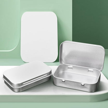 Metal Rectangular Hinged Tin Container with Lids, Mini Portable Storage Box, Small Metal Box for Candies Jewelry DIY Home Organizer (Silver,3 Pcs)