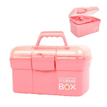 Storage Box with Removable Tray & Lid,Multipurpose Container Small Plastic Art Storage Box with Compartments,Craft Caddy for