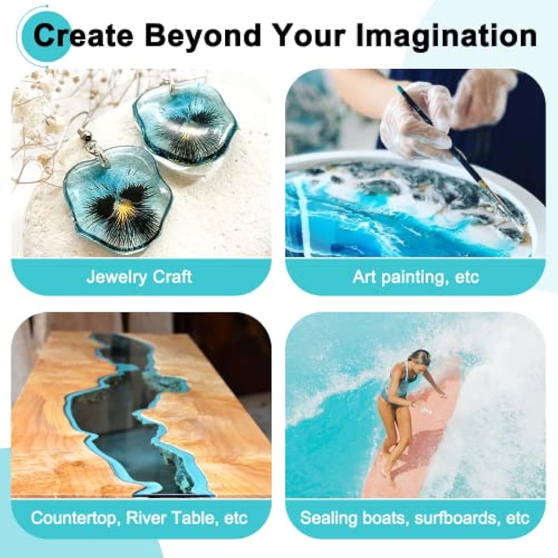 JDiction Epoxy Resin, Clear High Gloss 1 Gallon/3.78L Epoxy Resin Self-Leveling Coating and Casting Resin for Jewelry Making, Table Top, Wood and Mold Crafts