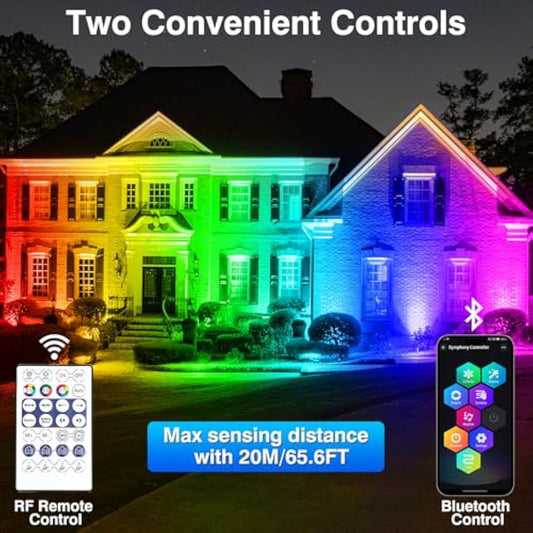 NATPOW Garden Lights Mains Powered, RGB Low Voltage Landscape Spotlights 12V with Bluetooth APP Control, IP65 Waterproof Color Changing Decorative Pathway Spike Light for Garden, Lawn, Pathway