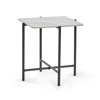 Julian Bowen Siena Square End Table, White Marble Effect - H55 x W50cm
