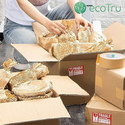 ecoTru UK Honeycomb Packing Paper 36cm x 40m, British Brand Bubble Wrap for Moving House Essentials, Small Business Packaging for Shipping Wrapping & Void Fill, Recyclable & Biodegradable