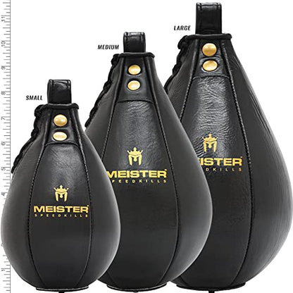 Meister SpeedKills Leather Speed Bag with Lightweight Latex Pocket - Black, Medium 9.5" x 6"