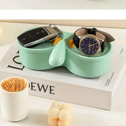 ARFUKA Glasses Holder Stand with Double-Layer Tray Fun Decor Organizer for Eyeglasses, Sunglasses & Jewelry - Nightstand/Desktop Storage Green