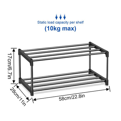2-Tier Shoe Rack Small, Shoe Storage Organiser Set of 2, Durable Shoes Self