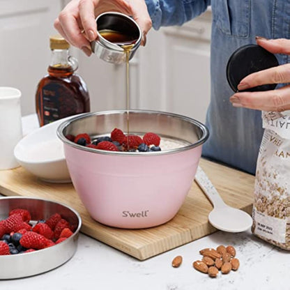 S'well Salad Bowl Kit, Pink Topaz, 1.9L - Salad Lunch Box with Condiment Container and Removable Tray - Leak-Proof and Dishwasher Safe