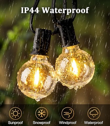 Vanranger Festoon Outdoor Lights Mains Powered with Remote Control G40 Garden Outside Festoon Lights Mains Powered 45M 150Ft for Gazebo Pergola with Shatterproof LED Bulbs