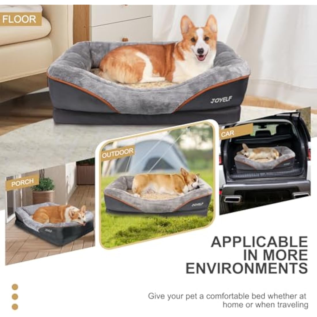 JOYELF Memory Foam Dog Bed Small Orthopedic Dog Bed & Sofa with Removable Washable Cover and Squeaker Toys as Gift