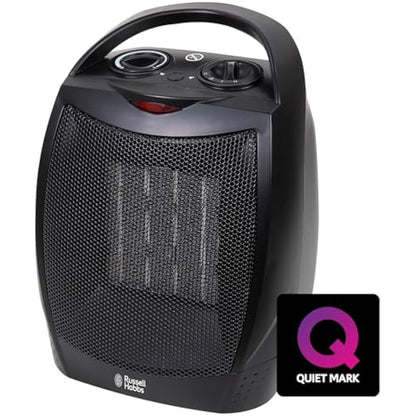 Russell Hobbs 1500W/1.5KW Electric Heater Black PTC Ceramic Space Heater, Portable Upright, 2 Heat Settings, Overheat Protection, Adjustable Thermostat, 15m2 Room Size, RHFH1006B, 2 Year Guarantee
