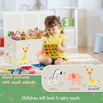 Extra Large Toy Box Storage for Boys Girls - Collapsible Toy Chest Organizer for Kids,Toy Bin Container with Lid and Handles for Clothes,Blanket,Nursery,Playroom,Bedroom,Stuffed Animals,Quilt(Beige)