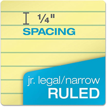 TOPS Docket Gold Writing Pads, 5" x 8", Jr. Legal Rule, Canary Paper, 50 Sheets, 12 Pack (63900)