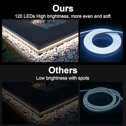 Lucienstar White LED Strip Lights - 24v Cool White Dimmable Neon Light Strip, 10M IP67 Waterproof Strip Lights,Flexible Neon Strip Light for Home Decor (Power Adapter Included)