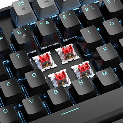 MageGee 75% Mechanical Gaming Keyboard with Red Switch, LED Blue Backlit Keyboard, 87 Keys Compact TKL Wired Computer Keyboard for Windows Laptop PC Gamer - Black/Grey