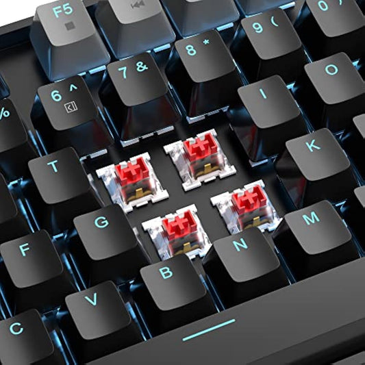MageGee 75% Mechanical Gaming Keyboard with Red Switch, LED Blue Backlit Keyboard, 87 Keys Compact TKL Wired Computer Keyboard for Windows Laptop PC Gamer - Black/Grey