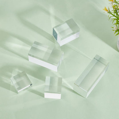 BENECREAT 5Pcs Clear Acrylic Cube Display Block, 2/4/6/8/10cm Solid Display Pedestal Stands for Gem Jewelry Display Pop Figures Cosmetic Showing