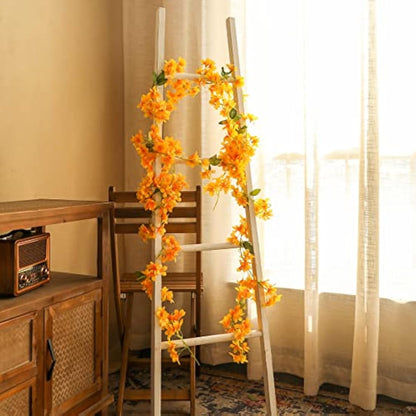 JUSTOYOU 2 Pcs 6FT Artificial Sakura Cherry Blossom Flowers Hanging Vine for Outdoor Indoor Wedding Wall Badroom Decoration (Cherry Blossom Yellow)