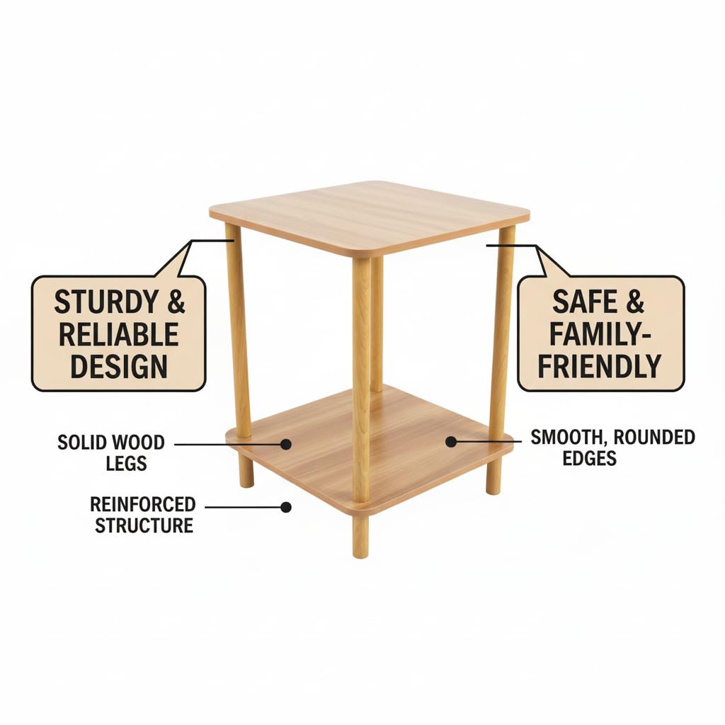 SFHKZCM 2-Tier Narrow Side Table with Storage Shelf - Stylish Bedside Nightstand for Small Spaces | Perfect for Bedroom, Living Room, Entryway