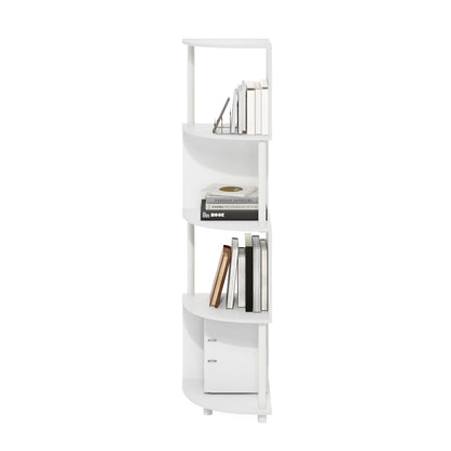 Furinno ECON Corner Shelf, 4-Tier Corner Book Shelf, Zigzag Storage Shelves, Display Rack, Bookshelf, for Organization and Storage, Living Room