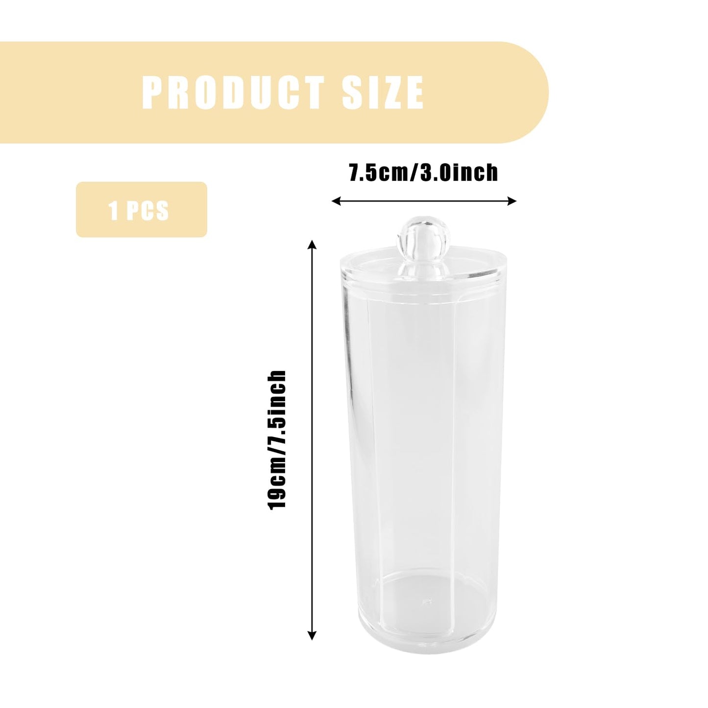 Bojueshaw Single Layer Acrylic Cotton Pads Organiser,Round Swabs Jar,Clear Makeup Storage Box with Lid for Bathroom & Dressing Table