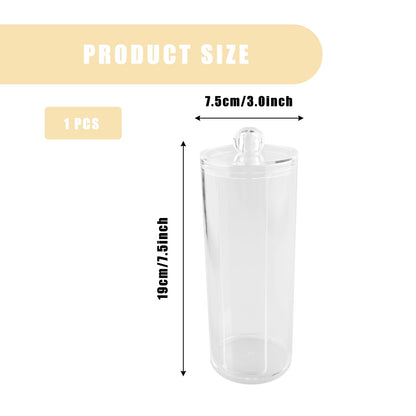 Bojueshaw Single Layer Acrylic Cotton Pads Organiser,Round Swabs Jar,Clear Makeup Storage Box with Lid for Bathroom & Dressing Table