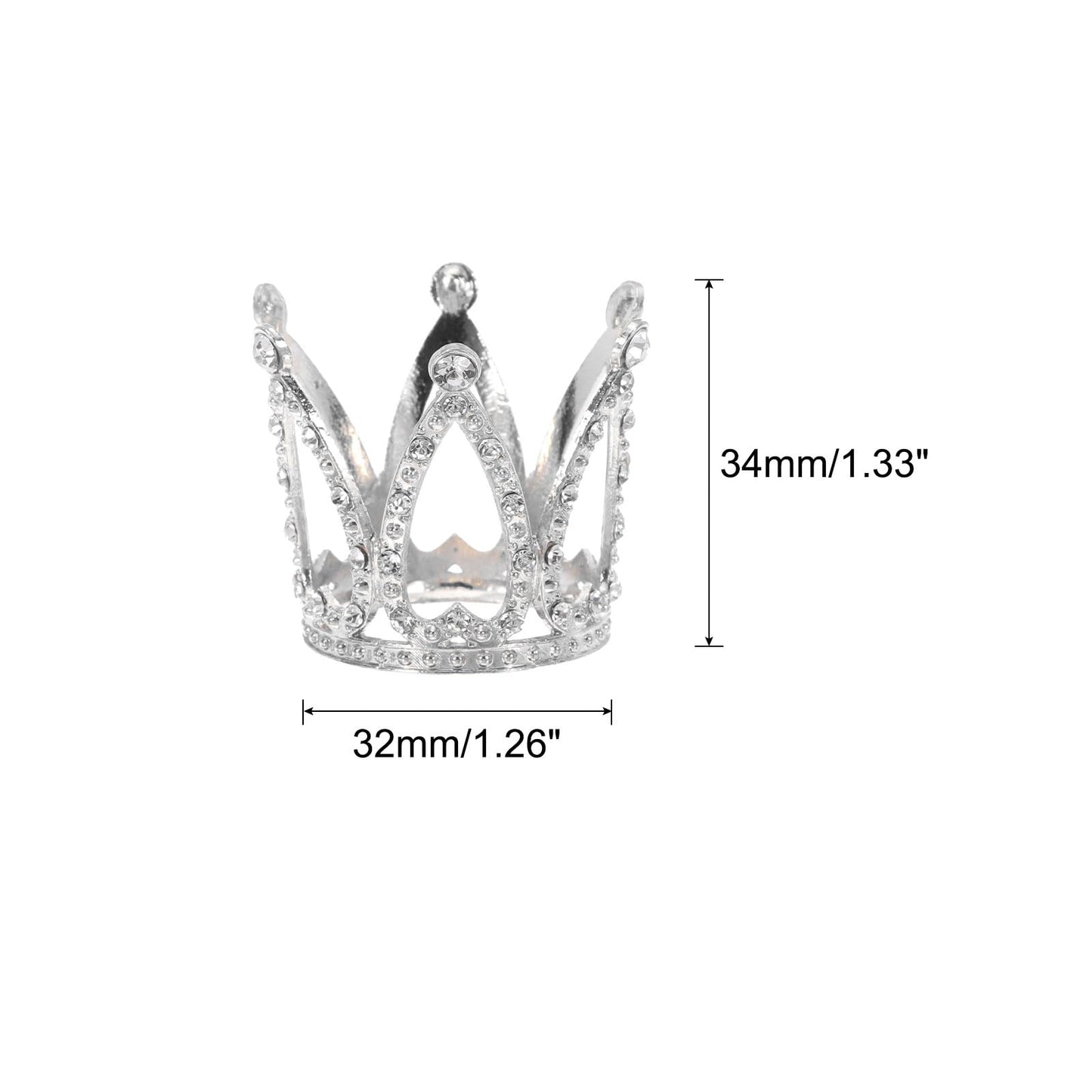 sourcing map Alloy Crystal Ball Display Holder Egg Stand Multiple Diamonds Silver Light Luxury Crown Shape 2PCS