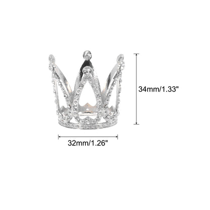 sourcing map Alloy Crystal Ball Display Holder Egg Stand Multiple Diamonds Silver Light Luxury Crown Shape 2PCS