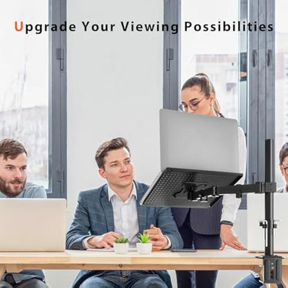 Redbat Laptop Arm for Notebooks up to 17 inch, Height Adjustable for Desk Weight up to 8kg, Laptop Mount with 2 Mounting Options, VESA 75/100 for Monitor 13-32 inch