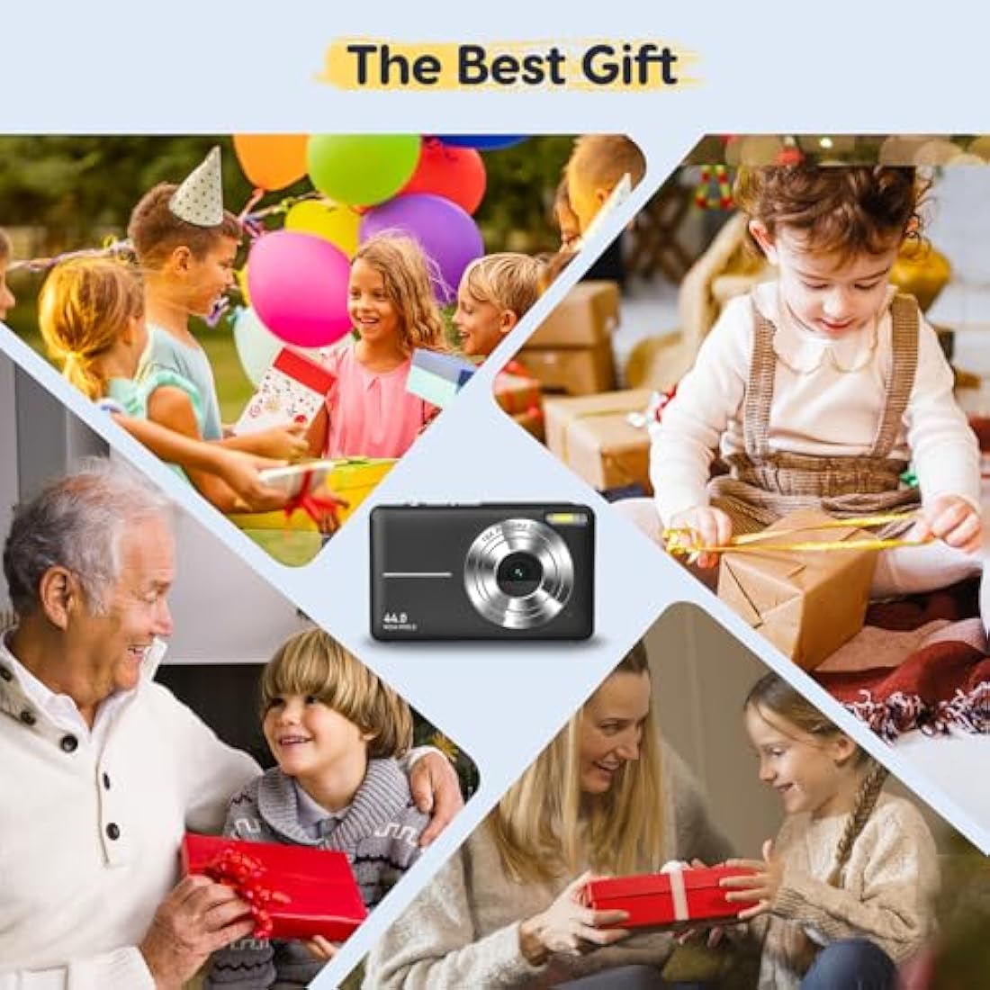 CAMKORY Digital Camera 1080P FHD Compact Vlogging Camera 44MP 16X Digital Zoom Portable for Kids, Teens, Students & Seniors (Black)