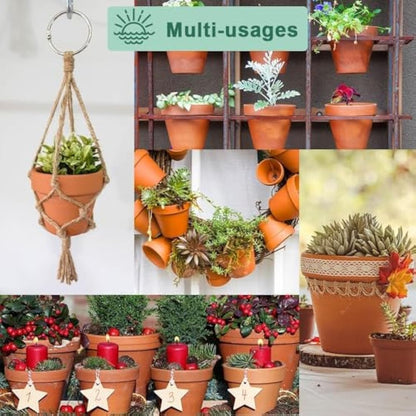 vensovo 15cm Clay Pot for Plant with Saucer - 4 Pack Large Terra Cotta Plant Pots with Drainage Hole, Flowerpot with Tray, Terracotta Planter for Indoor Outdoor Plant