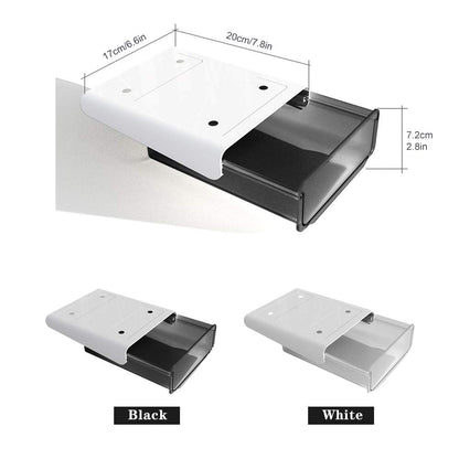 CMOISO Under the Table Storage Box, 2 Pieces Hidden Drawer Creative Desk Sticker, Drawer Tray Desk Organizer for Home and Office (Black)
