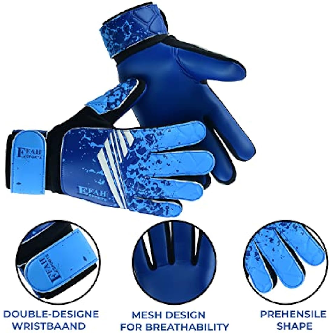 EFAH SPORTS Football Goalkeeper Gloves For Boys kids Children Youth Soccer Goalie Glove with Super Grip Palms