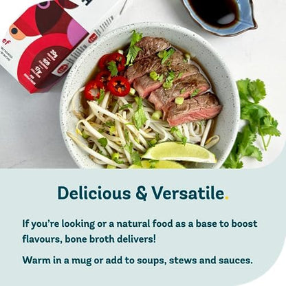 Freja Beef Bone Broth | Grass-Fed | Collagen, Protein & Amino Acids | Low Carb, Keto & Gluten Free | Clear Liquid Broth, not Beef Stock Cubes, Powder or Concentrate | 6 x 500ml