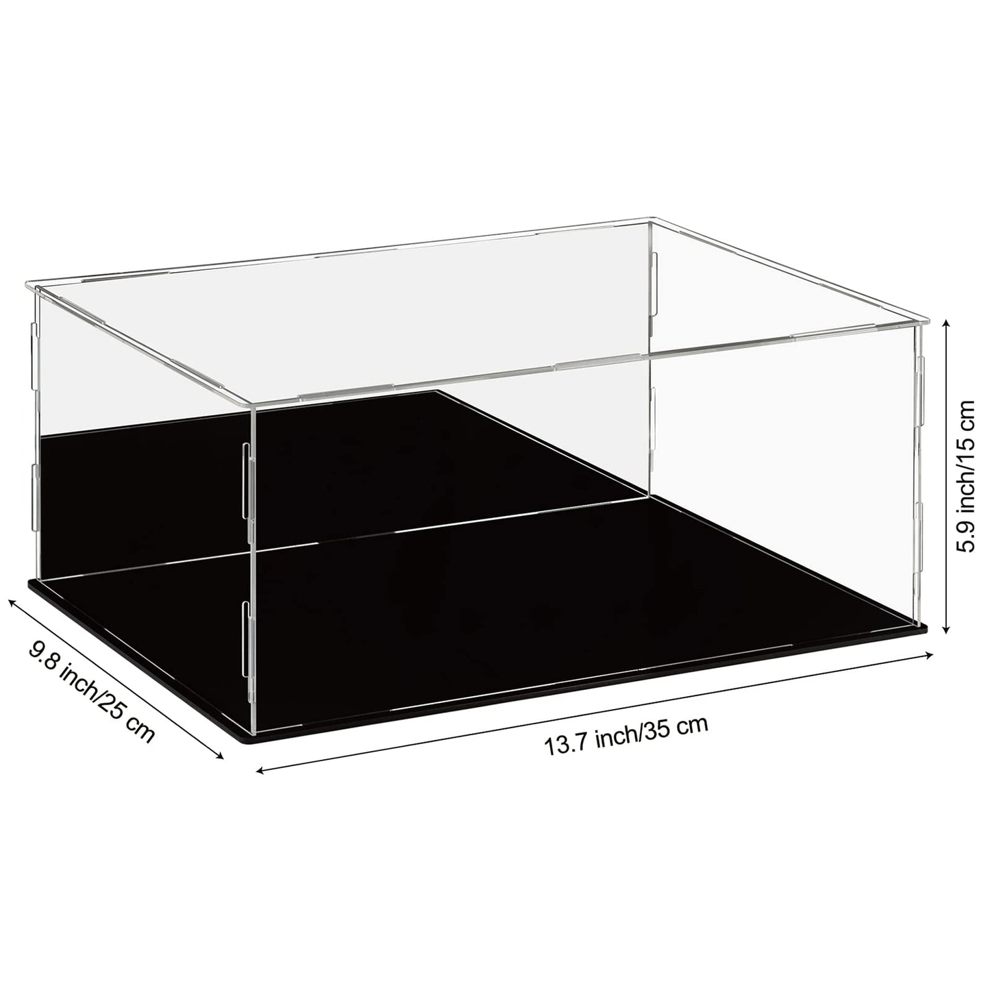 Dezzer Acrylic Display Case Box with Black Base, Assemble Countertop Clear Acrylic Dustproof Protection Showcase for Action Figures Toys