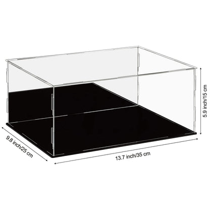 Dezzer Acrylic Display Case Box with Black Base, Assemble Countertop Clear Acrylic Dustproof Protection Showcase for Action Figures Toys