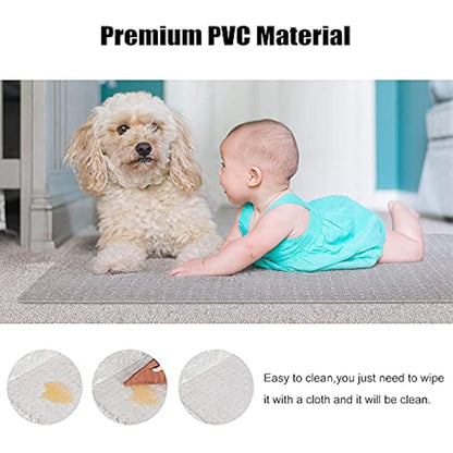 Kuyal 75x120cm Carpet Chair Mat PVC Home Office Chair Mat for Low and No Pile Carpeted Floors, Clear, Studded, BPA Free