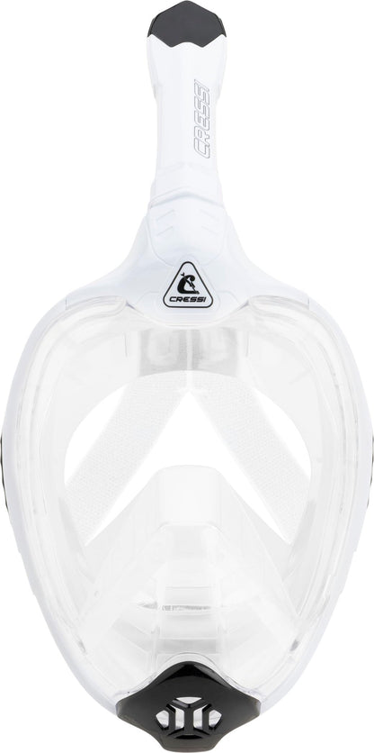 CRESSI Bali Full Face Mask White/Black L/XL - Unisex Integral Snorkel Mask, Anti Fog Clear Lens, 100% Silicone, Dry Snorkel with Float Valve, Action