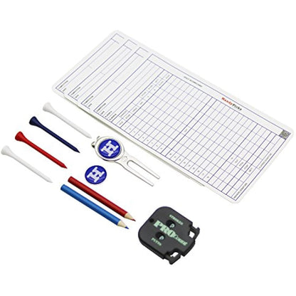 Handy Picks Golf Scorecard Holder n Yardage Book Cover - Divot Repair Tool, Ball Marker, Golf Tees, Scorer, Pencil n Scorecards Included - Gift for Golfers